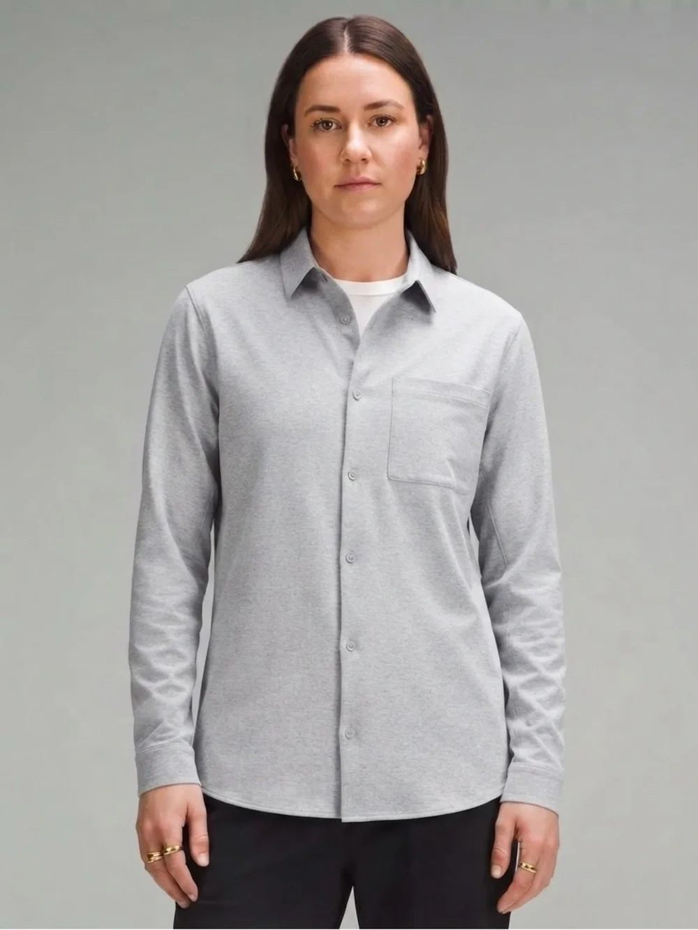 lululemon athletica Light Gray Casual Button-Down Shirt